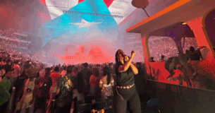 LSPR interpreter Emely Fontánez during Bad Bunny's concert. (Provided by National Interpreters Puerto Rico)