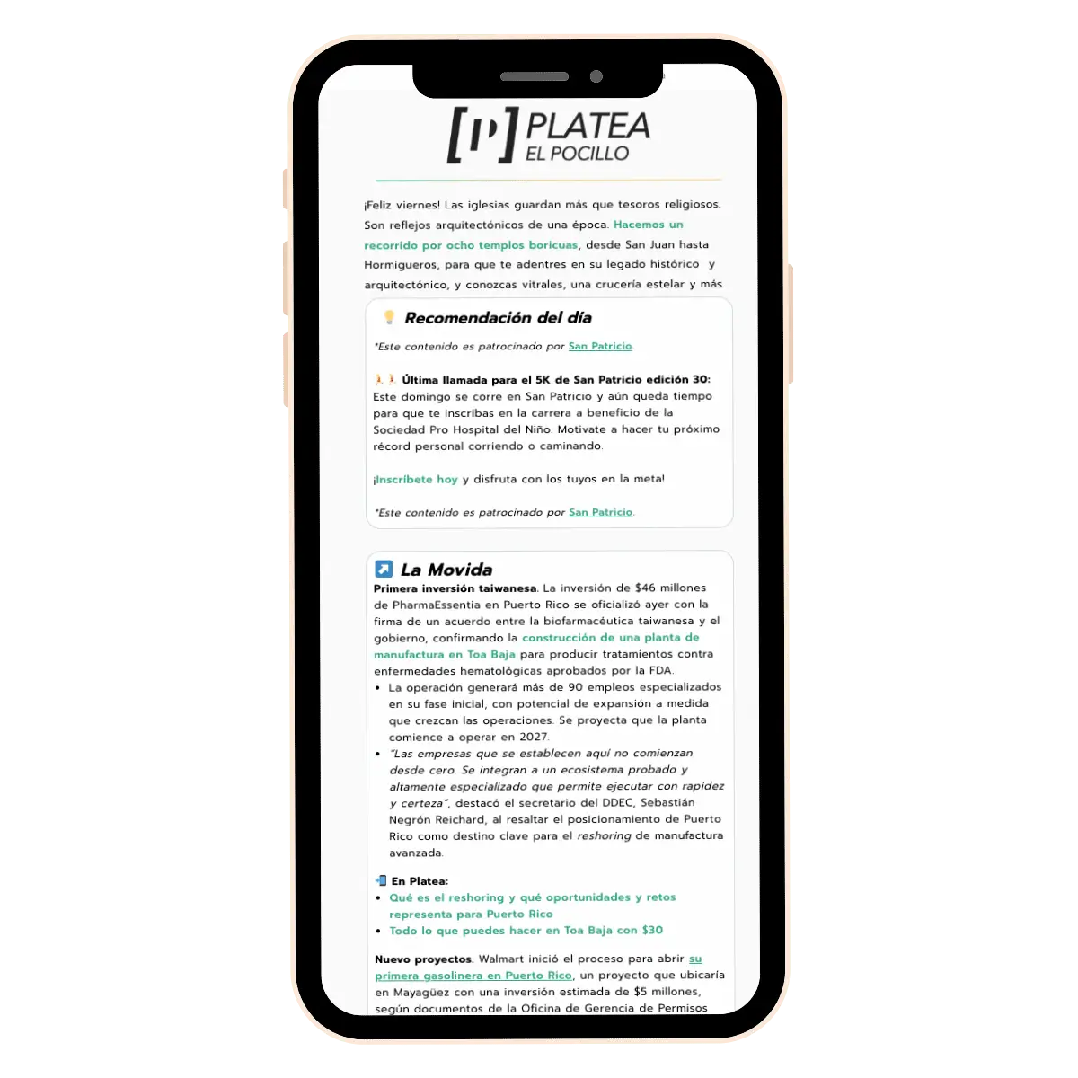 Platea newsletter en tu teléfono