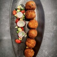 croquetas de risotto y bacalao