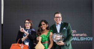 Las carteras grandes, como la de la secretaria de la Gobernación, Verónica Ferraiuoli, no estarán permitidas en el Choliseo ni el Coca-Cola Music Hall. Las de Maripily Rivera y Jorge Pérez sí estarán permitidas. (Suministrada)