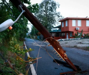 CABO ROJO, PUERTO RICO - SEPTEMBER 20: View of a downed electricity pole on September 20, 2022 in Cabo Rojo, Puerto Rico. Although little damage to the electrical grid was visible, over one million people are still withouth electricity two days after Hurricane Fiona struck this Caribbean nation. (Photo by Jose Jimenez/Getty Images)