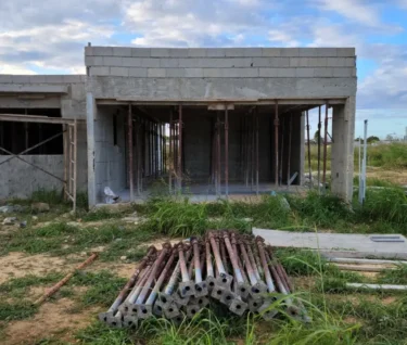Cement home being built construction in Puerto Rico - stock photo