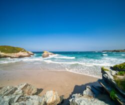 Scenic view of sea against clear blue sky,Yabucoa,Puerto Rico