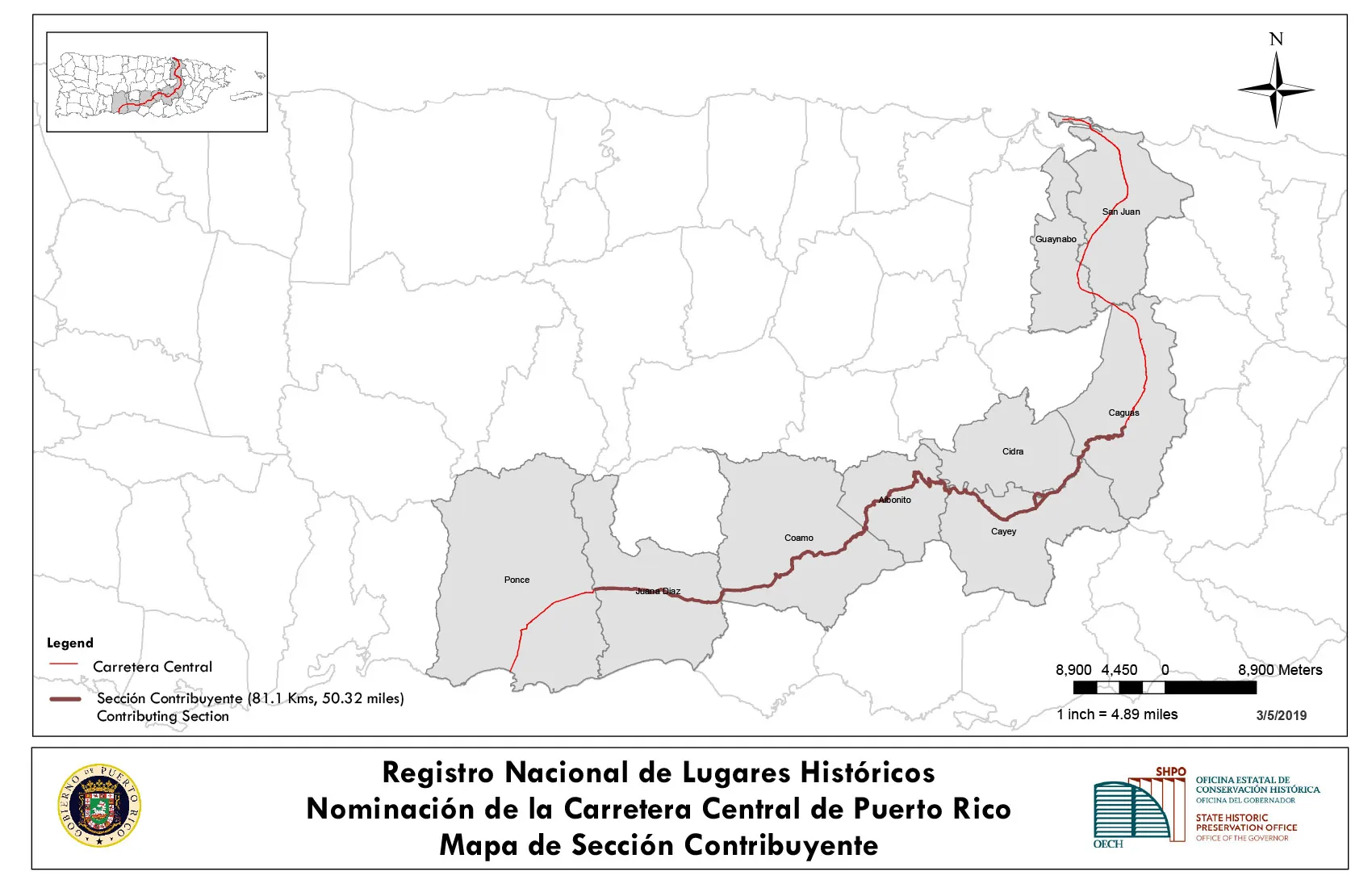 Mapa de la Carretera Central